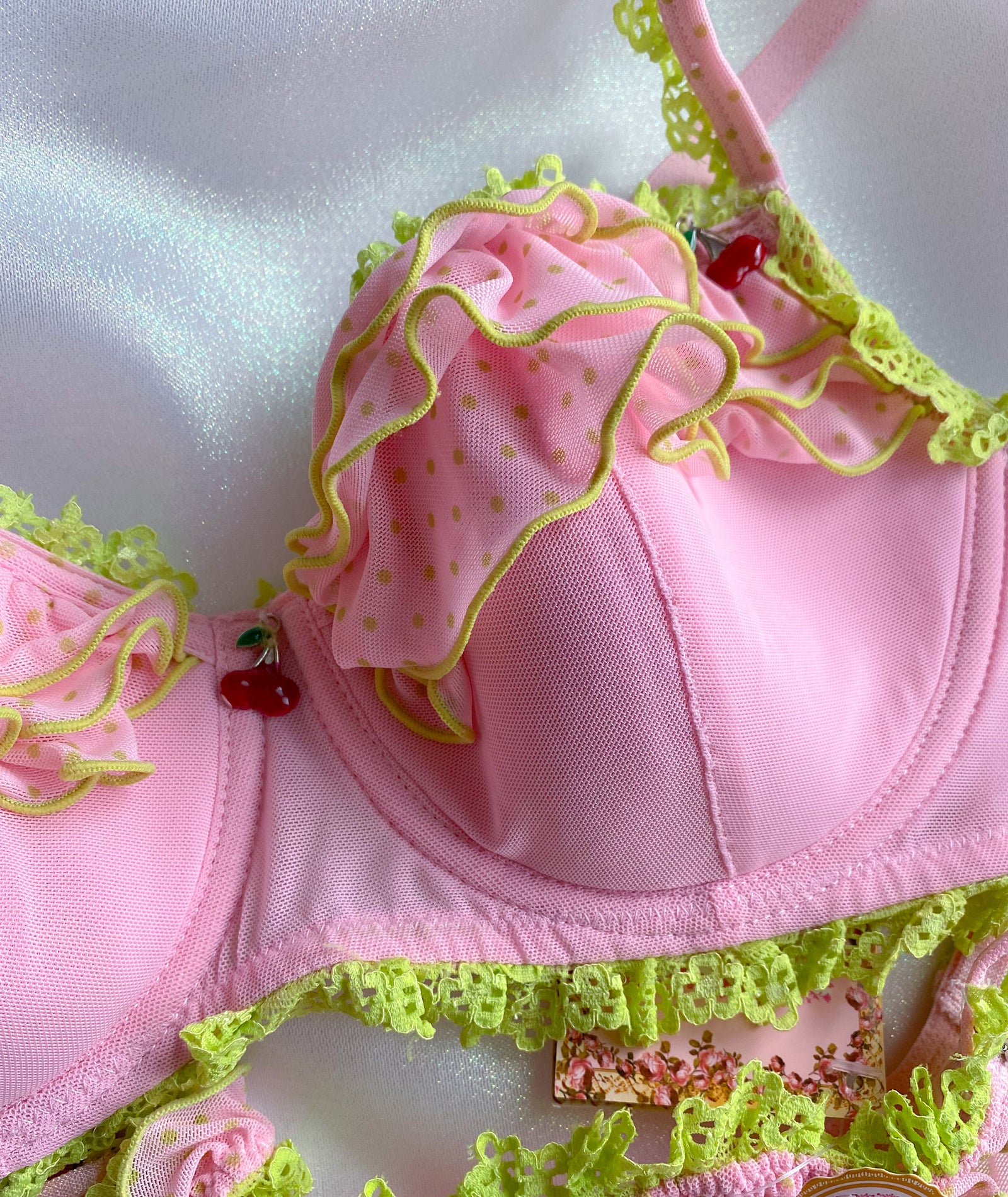 NWT Vintage French Designer Baby Pink Cherry Bra & Panty Set – Fae